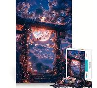 Puzzle Japonais Sakura Nuit de Lune, 1000 pièces, Difficile, pour Adultes, Puzzle cérébral, détente, Art Assembler, Cadeau spécial (38x52cm)
