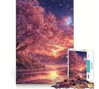 Puzzle Japonais Sakura Sunset 1000 pièces pour Adolescents Jeu de logique et de Train Loisirs Amusants Découpe Lisse Cadeau spécial (38x26cm)