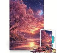 Puzzle Japonais Sakura Sunset pour Adultes, 1000 pièces, Exercice cérébral Relaxant, Collection d'œuvres d'art aux Bords précis (38x52cm)