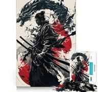 Puzzle Japonais Samouraï Dragon pour Adultes, 1000 pièces, Exercice cérébral Relaxant, pièces de Collection aux Bords précis (38x52cm)