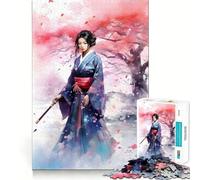 Puzzle Japonais Samurai Girls 1000 pièces pour Adultes Stimulation de la mémoire et réduction de l'anxiété Cadeau Artistique à Assembler (38x26cm)