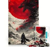 Puzzle Japonais Samurai Moon Red de 1000 pièces pour Adolescents Jeu de réflexion et de création Collective Découpe Nette et précise Objet de Collection (38x52cm)