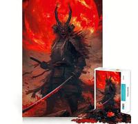 Puzzle Japonais Samurai Moon Red de 1000 pièces pour Adultes et Adolescents À Construire Lentement, à apprécier Découpe précise Pièce de Collection Artistique (38x52cm)