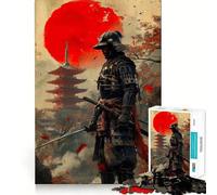 Puzzle Japonais Samurai Moon Rouge de 1000 pièces pour Adolescents, Jeu de logique et de Train, Silencieux et Amusant, découpe Nette, Joli Cadeau (50x75cm)