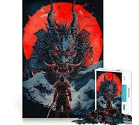 Puzzle Japonais Samurai Moon Rouge pour Adultes, 1000 pièces, renforce la mémoire, Divertissement Occasionnel, qualité supérieure, Cadeau élégant (50x75cm)