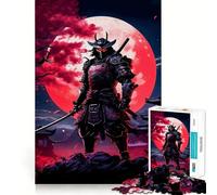 Puzzle Japonais Samurai Red Moon 1000 pièces pour Adolescents, Jeu de logique et de Train, Loisirs Amusants, découpe Lisse, Cadeau spécial (38x52cm)