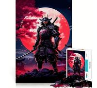 Puzzle Japonais Samurai Red Moon 1000 pièces pour Adolescents, Jeu de logique Puissant, Moments en Famille, Bords Nets, Surprise chaleureuse (50x75cm)
