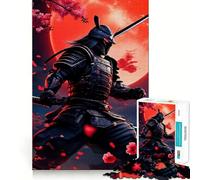 Puzzle Japonais Samurai Red Moon 1000 pièces pour Adultes, Jeu intellectuel, Divertissement apaisant, découpe précise, Cadeau de Noël (38x26cm)