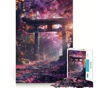 Puzzle Japonais Torii Gate Sakura 1000 pièces pour Adolescents Jeu de réflexion Amusant et décontracté Design élégant Cadeau 38x26cm