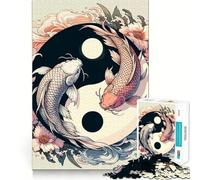 Puzzle Japonais Zen Yin Yang de 1000 pièces avec Poissons Koi Un Divertissement Stimulant pour Adolescents,sans pièces détachées et offrant Un Moyen captivant de Passer Le Temps Libre (50x75cm)