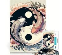 Puzzle Japonais Zen Yin Yang Poisson Koi 1000 pièces Jeu de logique et de réflexion Découpe Experte Exercice Mental Calme à Faire à la Maison (38x26cm)