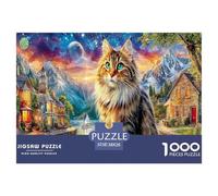 Puzzle Jardin de Chat Siamois 1000 Pièces - Puzzle Chat près d’Une Chaumière pour Toute la Famille, Cadeau pour Hommes et Femmes, 70x50cm