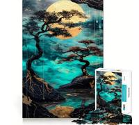 Puzzle Jardin Zen avec Lune Dorée 1000 Pièces Jeu Cognitif Amusant Structure à Emboîtement Précise Activité de Renforcement des Liens avec Les Êtres Sociaux (38x26cm)