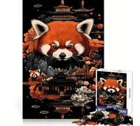 Puzzle Jardin Zen Panda Rouge pour Adolescents 1000 Pièces Stimule la mémoire Détente et Douceur Découpe Lisse Cadeau élégant (50x75cm)