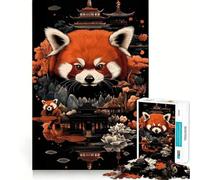 Puzzle Jardin Zen Panda Rouge pour Adolescents 1000 Pièces Stimule la mémoire Détente et Douceur Découpe Lisse Cadeau élégant (50x75cm)