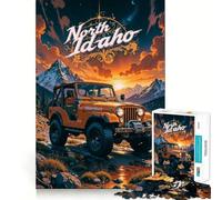 Puzzle Jeep du Nord de l'Idaho, 1000 pièces, Casse-tête Difficile pour Adultes, Jeu de logique Solide, Simple et Amusant, découpe de précision, Cadeau de Noël (38x52cm)