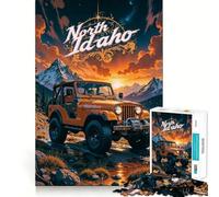 Puzzle Jeep du Nord de l'Idaho (1000 pièces) Jeu de réflexion et de détente pour Adultes Découpe de qualité supérieure (50x75cm)