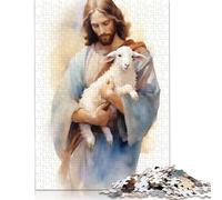 Puzzle Jésus-Christ - Le Bon Pasteur pour Adolescents 1000 pièces Puzzle Cadeaux de Noël Casse-tête pour Adultes 1000 pièces (75x50cm)