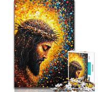 Puzzle Jésus Doré 1000 Pièces pour Adolescents, Jeu de Rôle et de Famille, Décoration Murale, Cadeaux d'anniversaire et de Noël Uniques 38x26cm
