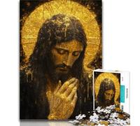 Puzzle Jésus Doré 1000 Pièces pour Adolescents, Jeux Éducatifs Décoration Maison Offre Cadeau pour Toute la Famille 38x26cm