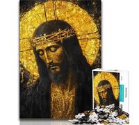 Puzzle Jésus doré 1000 pièces pour Adultes et Adolescents, Aide Le Cerveau à exercer des Jouets addictifs pour cultiver la Patience, Convient aux Couples 50x75cm
