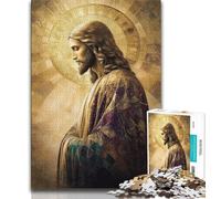Puzzle Jésus doré 1000 pièces pour Adultes et Adolescents, défi d'intelligence cérébrale, Jouets addictifs pour la décoration de la Maison 50x75cm