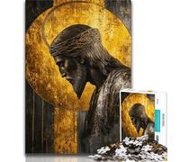 Puzzle Jésus Doré 1000 pièces pour Adultes et Adolescents, Difficile à réaliser mais Amusant et Humoristique, Cadeau d'anniversaire, Cadeaux, Art Mural 38x26cm