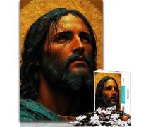 Puzzle Jésus Doré 1000 pièces pour Adultes et Adolescents, Jeu Stimulant et Jeu Familial avec des pièces entièrement emboîtables de Formes aléatoires 38x26cm