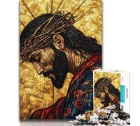 Puzzle Jésus Doré 1000 pièces pour Adultes, Jeu Stimulant, idéal comme Cadeau pour Toute la Famille 38x26cm