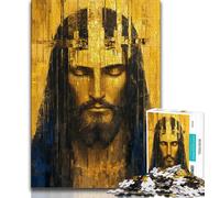 Puzzle Jésus Doré pour Adolescents 1000 pièces, Jeu Stimulant et Jeu Familial avec des pièces entièrement emboîtables de Formes aléatoires 38x26cm