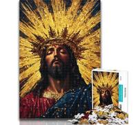 Puzzle Jésus Doré pour Adolescents 1000 Pièces pour Adultes, Jeu de Famille et de Loisirs, Cadeaux Secrets du Père Noël 50x75cm