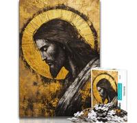 Puzzle Jésus doré pour Adultes et Adolescents, Jouet éducatif et décompressant, Cadeau du Père Noël Secret 38x26cm