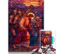 Puzzle Jésus en vitrail 1000 pièces pour Adolescents, Jeux éducatifs, décoration Murale, Cadeaux d'anniversaire et de Noël Uniques (38x26cm)
