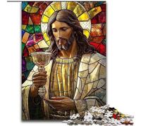 Puzzle Jésus en vitrail 1000 pièces pour Adultes, à partir de 14 Ans, décoration Murale, Cadeaux Uniques pour Anniversaire et Noël (26x38cm)