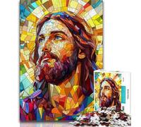Puzzle Jésus en vitrail 1000 pièces pour Adultes, Jouet éducatif et décompressant, idéal comme Cadeau, 38x26cm