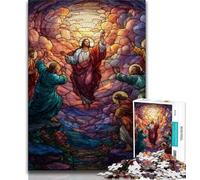 Puzzle Jésus en vitrail pour Adolescents, 1000 pièces, Jeu de société, Chaque pièce est Unique - Jeu Familial Stimulant et Amusant (75x50cm)