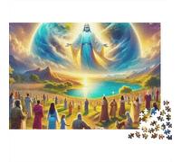 Puzzle Jésus-Religion-Portée Divine Mondiale-1000 Pièces-Carton de qualité supérieure sans poussière-Cadeau d'anniversaire idéal-Loisirs d'intérieur Adultes passionnés confirmés-38x26cm/1000 pièces