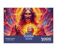 Puzzle Jésus Religion pour Adultes et à partir de 14 Ans Jésus Tenant l'enfant Jésus auréolé d'une lumière éclatante. Cadeau et activité Amusants pour la Maison. 52x38 cm/1000pcs.