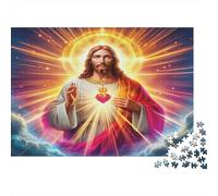 Puzzle Jésus - Religion Puzzle pour Adultes Éducatif Jésus avec Un Cœur Sacré 1000 Pièces Jeux pour Décor Maison 70x50cm/1000pcs