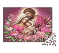 Puzzle Jésus - Religion Puzzle pour Adultes et Enfants Sainte Famille avec des Roses 1000 Pièces Jeux Éducatifs pour Décor Murale 70x50cm/1000pcs