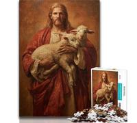 Puzzle Jésus Tenant Un Mouton pour Adultes et Adolescents, Jouets éducatifs, Anti-Stress, idéal pour la décoration de Bureau, 50x75cm