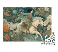 Puzzle Jeune Chinoise et Cheval au Galop, Style Conte de fées pour Adultes,38x26cm/1000pcs,Jeu Éducatif,décoration De La Maison,
