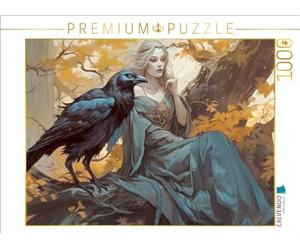 Puzzle · Jeune prêtresse à l'oiseau Noir | Dans un lieu secret, il y a longtemps · 1000 pièces · Format assemblé 64 × 48 cm · CALVENDO Puzzle