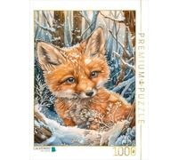 Puzzle · Jeune Renard dans la Neige | Illustration d'un jeune renard mignon dans la neige · 1000 pièces · Format assemblé 64 × 48 cm · CALVENDO Puzzle