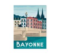 Puzzle Jeux Éducatifs，Affiche de Voyage Vintage de Bayonne，Jeux Amusants pour La Famille Pensée Logique Exercice Jouet Cadeaux pour Adultes（75x50cm）-BJ39