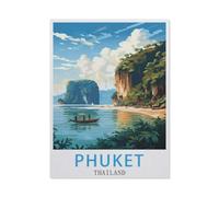 Puzzle Jeux Éducatifs，Affiche de Voyage Vintage de Phuket en Thaïlande，Jeux Amusants pour La Famille Pensée Logique Exercice Jouet Cadeaux pour Adultes（38x26cm）-BB39