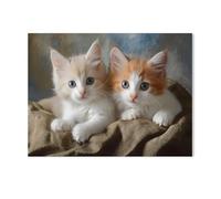 Puzzle Jeux Éducatifs，Sœurs et frères Chatons Mignons，Jeux Amusants pour La Famille Pensée Logique Exercice Jouet Cadeaux pour Adultes（38x26cm）-Z36