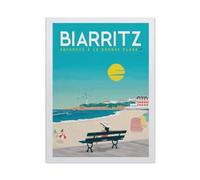 Puzzle Jigsaw 1000 Pièces,Affiche de Voyage Vintage de Biarritz pour Les Vacances à la Plage,Adulte Loisirs Divertissement Jouets Éducatifs pour Enfants Décor De Noël(50x70cm)-BM33