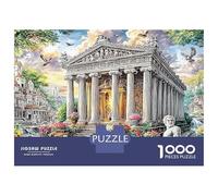 Puzzle Jigsaw 1000 Pièces Ancien Temple Grec avec des Fleurs et Une Statue Puzzles 52x38cm/1000pcs pour Adultes Et Enfants Cadeau Jeu D'Intelligence Familial Bricolage Carton