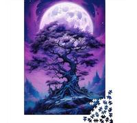 Puzzle Jigsaw 1000 Pièces Arbre de Lune Violet Puzzles 52x38cm/1000pcs pour Enfants Cadeau Jeu D'Intelligence Familial DIY Carton